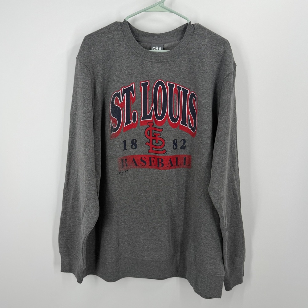 CSA St. Louis Cardinals Fleece Crew Sweatshirt Mens XL Gray MLB Baseball NWT